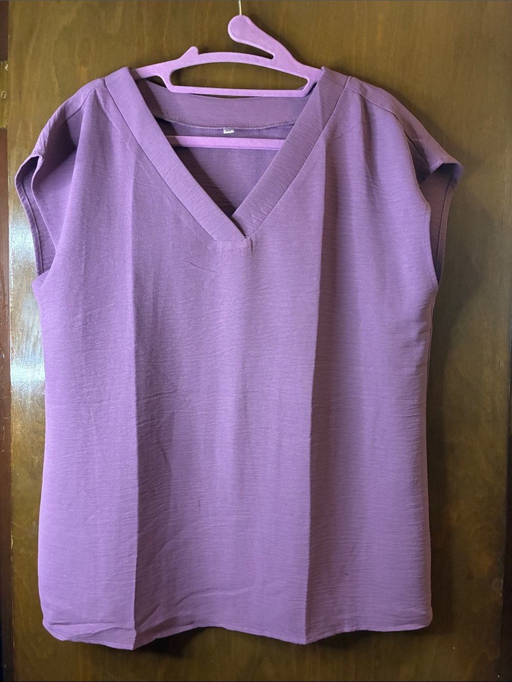 V-Neck Cap-Sleeve Women's Top in Mauve